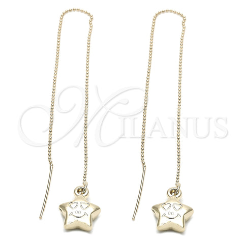 Oro Laminado Threader Earring, Gold Filled Style Star Design, Polished, Golden Finish, 5.114.008