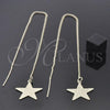 Oro Laminado Threader Earring, Gold Filled Style Star Design, Polished, Golden Finish, 5.117.002