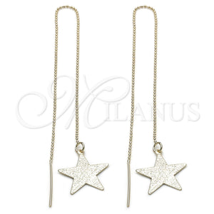 Oro Laminado Threader Earring, Gold Filled Style Star Design, Polished, Golden Finish, 5.117.002