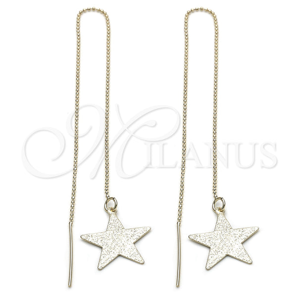 Oro Laminado Threader Earring, Gold Filled Style Star Design, Polished, Golden Finish, 5.117.002