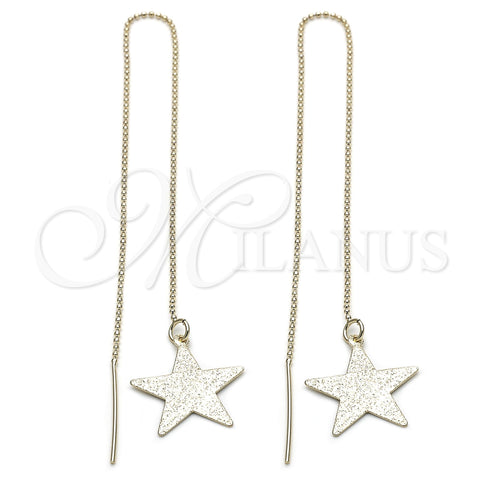 Oro Laminado Threader Earring, Gold Filled Style Star Design, Polished, Golden Finish, 5.117.002