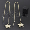 Oro Laminado Threader Earring, Gold Filled Style Star Design, Polished, Golden Finish, 5.119.007