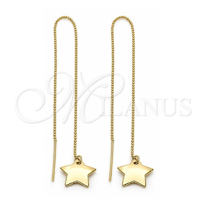 Oro Laminado Threader Earring, Gold Filled Style Star Design, Polished, Golden Finish, 5.119.007