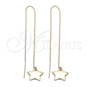 Oro Laminado Threader Earring, Gold Filled Style Star Design, Polished, Golden Finish, 5.119.007