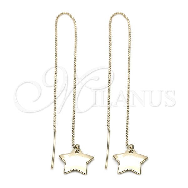 Oro Laminado Threader Earring, Gold Filled Style Star Design, Polished, Golden Finish, 5.119.007