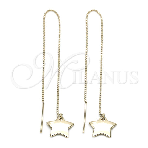 Oro Laminado Threader Earring, Gold Filled Style Star Design, Polished, Golden Finish, 5.119.007