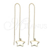 Oro Laminado Threader Earring, Gold Filled Style Star Design, Polished, Golden Finish, 5.119.007