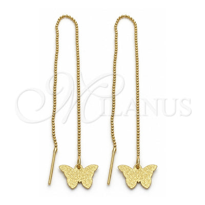 Oro Laminado Threader Earring, Gold Filled Style Butterfly Design, Polished, Golden Finish, 5.114.009