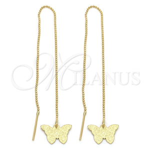 Oro Laminado Threader Earring, Gold Filled Style Butterfly Design, Polished, Golden Finish, 5.114.009