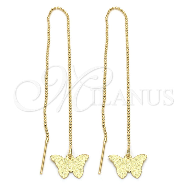 Oro Laminado Threader Earring, Gold Filled Style Butterfly Design, Polished, Golden Finish, 5.114.009