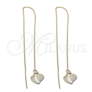 Oro Laminado Threader Earring, Gold Filled Style Heart Design, Polished, Golden Finish, 5.116.010