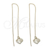 Oro Laminado Threader Earring, Gold Filled Style Heart Design, Polished, Golden Finish, 5.116.010