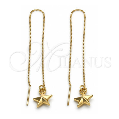Oro Laminado Threader Earring, Gold Filled Style Star Design, Polished, Golden Finish, 5.114.003