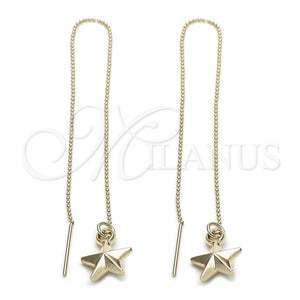 Oro Laminado Threader Earring, Gold Filled Style Star Design, Polished, Golden Finish, 5.114.003