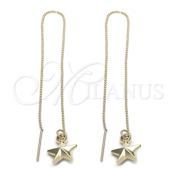 Oro Laminado Threader Earring, Gold Filled Style Star Design, Polished, Golden Finish, 5.114.003