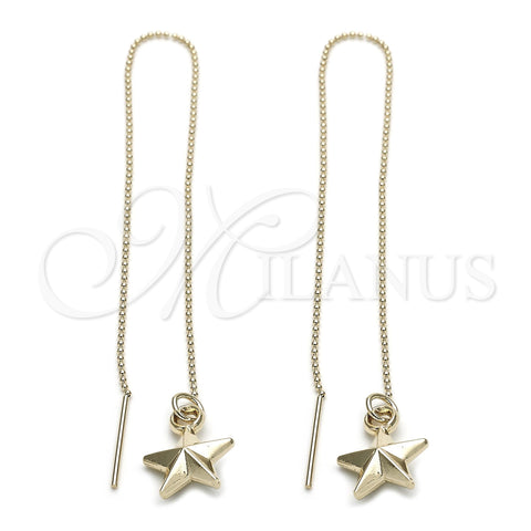 Oro Laminado Threader Earring, Gold Filled Style Star Design, Polished, Golden Finish, 5.114.003