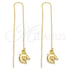 Oro Laminado Threader Earring, Gold Filled Style Dolphin Design, Polished, Golden Finish, 5.117.011