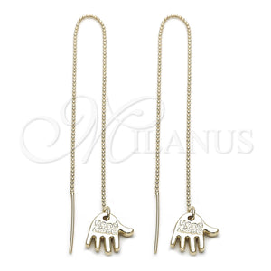 Oro Laminado Threader Earring, Gold Filled Style Hand Design, Polished, Golden Finish, 5.116.005