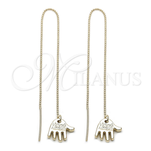 Oro Laminado Threader Earring, Gold Filled Style Hand Design, Polished, Golden Finish, 5.116.005