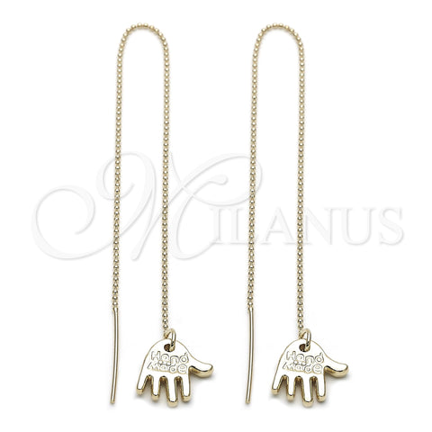 Oro Laminado Threader Earring, Gold Filled Style Hand Design, Polished, Golden Finish, 5.116.005