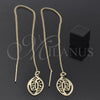 Oro Laminado Threader Earring, Gold Filled Style Greek Key Design, Polished, Golden Finish, 5.117.005