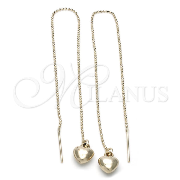 Oro Laminado Threader Earring, Gold Filled Style Heart Design, Polished, Golden Finish, 02.63.1599