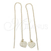 Oro Laminado Threader Earring, Gold Filled Style Heart Design, Polished, Golden Finish, 02.63.1606