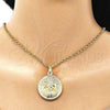 Oro Laminado Fancy Pendant, Gold Filled Style Elephant Design, Diamond Cutting Finish, Golden Finish, 5.182.012