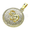 Oro Laminado Fancy Pendant, Gold Filled Style Elephant Design, Diamond Cutting Finish, Golden Finish, 5.182.012