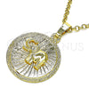 Oro Laminado Fancy Pendant, Gold Filled Style Elephant Design, Diamond Cutting Finish, Golden Finish, 5.182.012