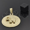 Oro Laminado Fancy Pendant, Gold Filled Style Elephant Design, Diamond Cutting Finish, Golden Finish, 5.182.012