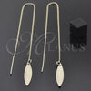 Oro Laminado Threader Earring, Gold Filled Style Leaf Design, Polished, Golden Finish, 5.115.004