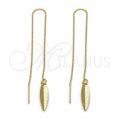 Oro Laminado Threader Earring, Gold Filled Style Leaf Design, Polished, Golden Finish, 5.115.004