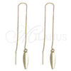 Oro Laminado Threader Earring, Gold Filled Style Leaf Design, Polished, Golden Finish, 5.115.004