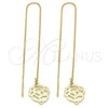 Oro Laminado Threader Earring, Gold Filled Style Flower Design, Diamond Cutting Finish, Golden Finish, 5.117.001