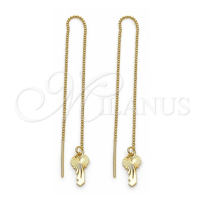Oro Laminado Threader Earring, Gold Filled Style Greek Key Design, Polished, Golden Finish, 5.116.011