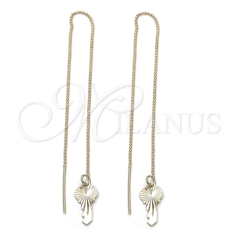 Oro Laminado Threader Earring, Gold Filled Style Greek Key Design, Polished, Golden Finish, 5.116.011