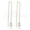 Oro Laminado Threader Earring, Gold Filled Style Greek Key Design, Polished, Golden Finish, 5.116.011