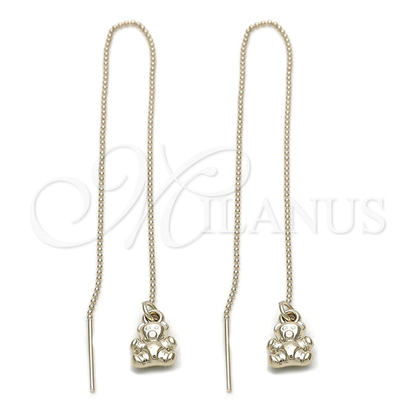 Oro Laminado Threader Earring, Gold Filled Style Teddy Bear Design, Polished, Golden Finish, 5.116.009