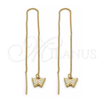Oro Laminado Threader Earring, Gold Filled Style Butterfly Design, Polished, Golden Finish, 5.122.014