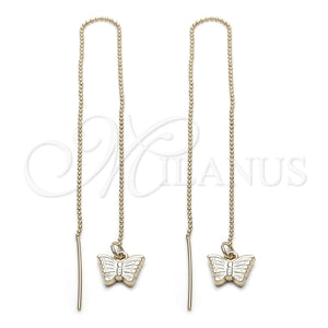 Oro Laminado Threader Earring, Gold Filled Style Butterfly Design, Polished, Golden Finish, 5.122.014
