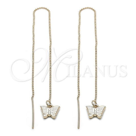 Oro Laminado Threader Earring, Gold Filled Style Butterfly Design, Polished, Golden Finish, 5.122.014