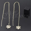Oro Laminado Threader Earring, Gold Filled Style Flower Design, Polished, Golden Finish, 5.115.001