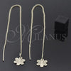 Oro Laminado Threader Earring, Gold Filled Style Flower Design, Polished, Golden Finish, 5.115.001