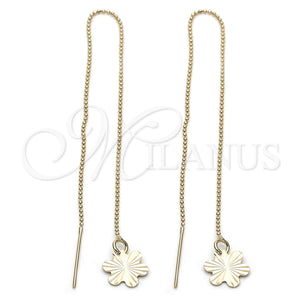 Oro Laminado Threader Earring, Gold Filled Style Flower Design, Polished, Golden Finish, 5.115.001