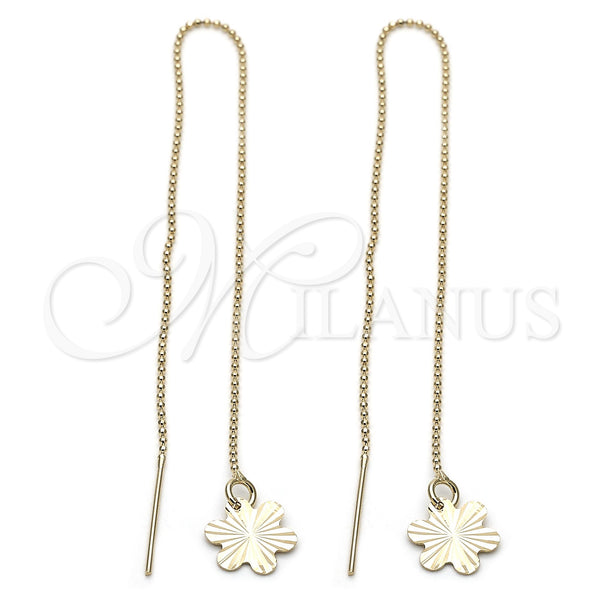 Oro Laminado Threader Earring, Gold Filled Style Flower Design, Polished, Golden Finish, 5.115.001