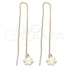 Oro Laminado Threader Earring, Gold Filled Style Flower Design, Polished, Golden Finish, 5.115.001