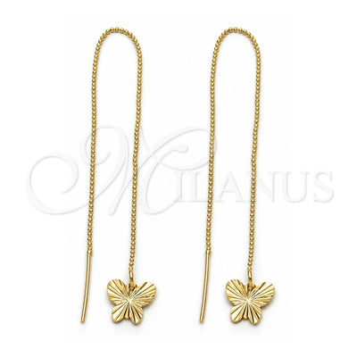 Oro Laminado Threader Earring, Gold Filled Style Butterfly Design, Polished, Golden Finish, 5.117.010