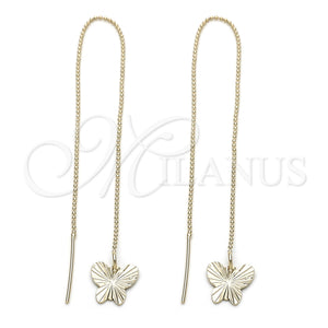 Oro Laminado Threader Earring, Gold Filled Style Butterfly Design, Polished, Golden Finish, 5.117.010