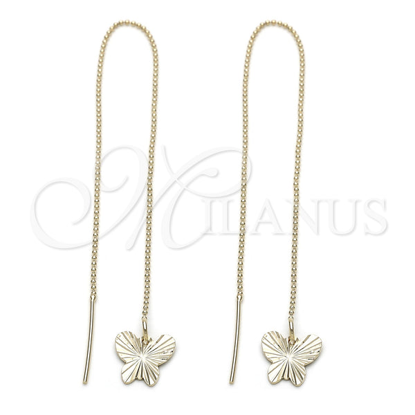 Oro Laminado Threader Earring, Gold Filled Style Butterfly Design, Polished, Golden Finish, 5.117.010